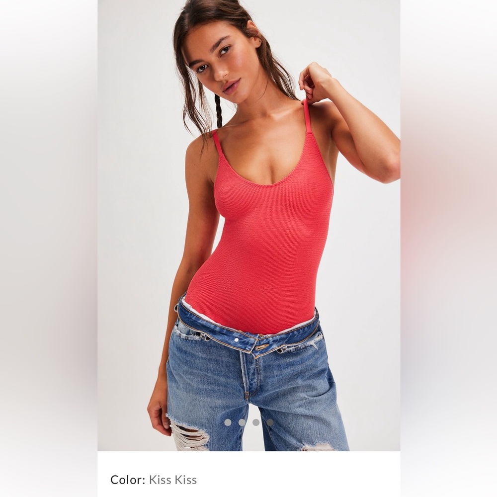 Free People Kiss Kiss Red Bodysuit